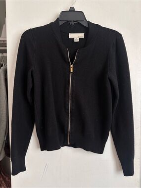 Black Zip-Front Women's Sweater Jacket